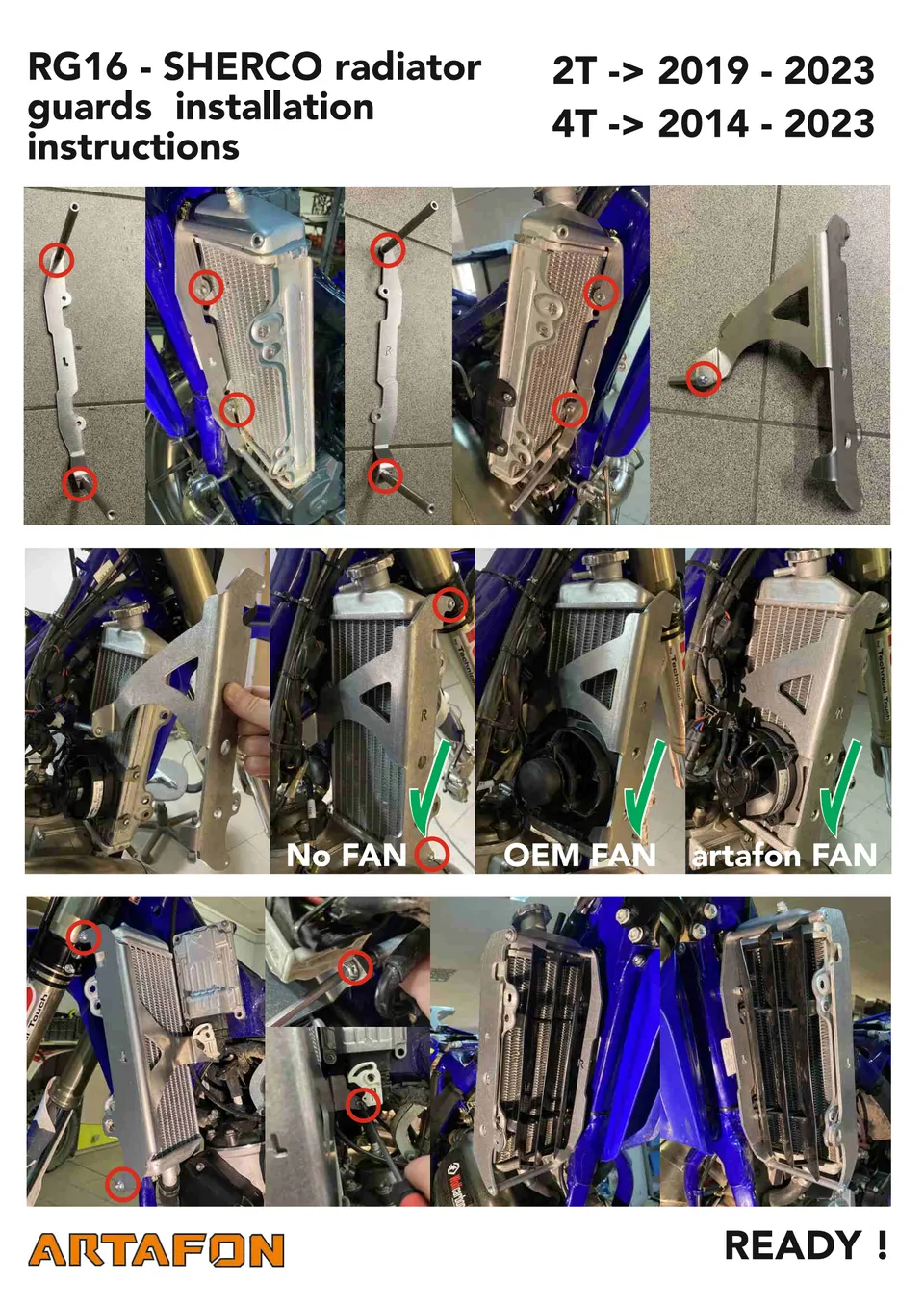 How to install RG16 radiator guards on Sherco 2014–2024 (1/1): No FAN