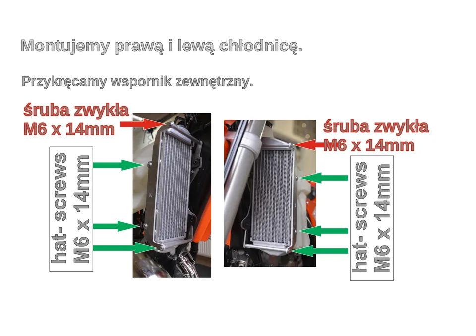 Jak zamontować osłony chłodnic RG02 i RG02 F w KTM i Husqvarna 2017–2019 (8/9): hat- screws