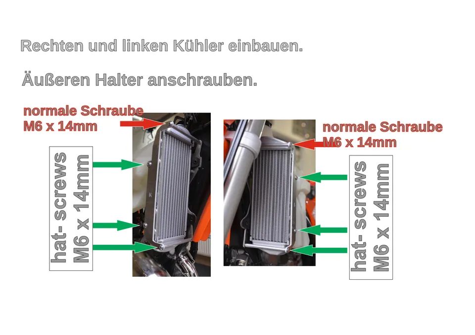 Kühlerschutz RG02 und RG02 F an KTM und Husqvarna 2017–2019 montieren (8/9): hat- screws