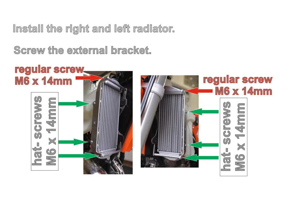 How to install RG02 and RG02 F radiator guards on KTM and Husqvarna 2017–2019 (8/9): hat- screws