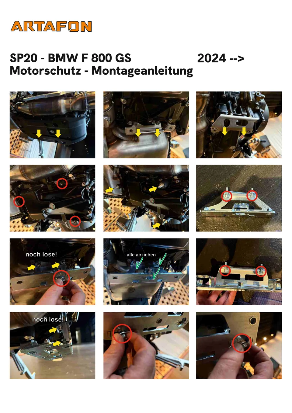 Motorschutz SP20 an der BMW F 800 GS 2024–2026 montieren (1/2): alle anziehen