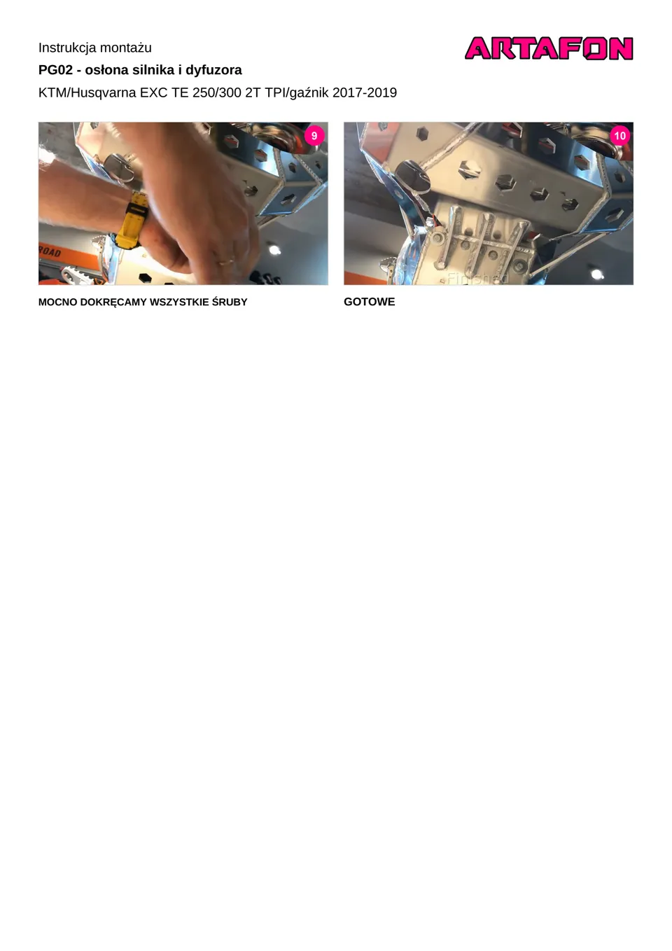 Jak zamontować osłonę silnika i dyfuzora PG02 w KTM i Husqvarna 250/300 2T 2017–2019 (3/3): Instrukcja montażu, GOTOWE