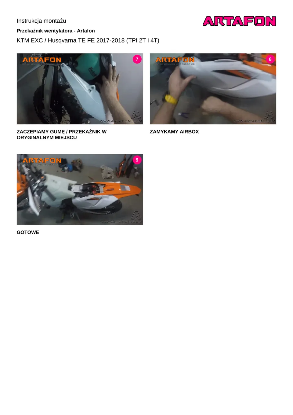 Jak zamontować przekaźnik wentylatora w KTM EXC i Husqvarna TE FE 2017–2018 (TPI 2T i 4T) (2/2): Instrukcja montażu, ZAMYKAMY AIRBOX, GOTOWE