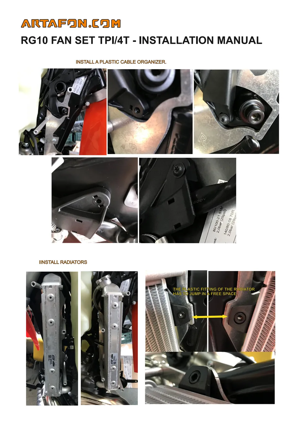 How to install the RG10 Fan Set (radiator guards + fan kit) on KTM, Husqvarna and GasGas 2020–2023 (3/6): IINSTALL RADIATORS