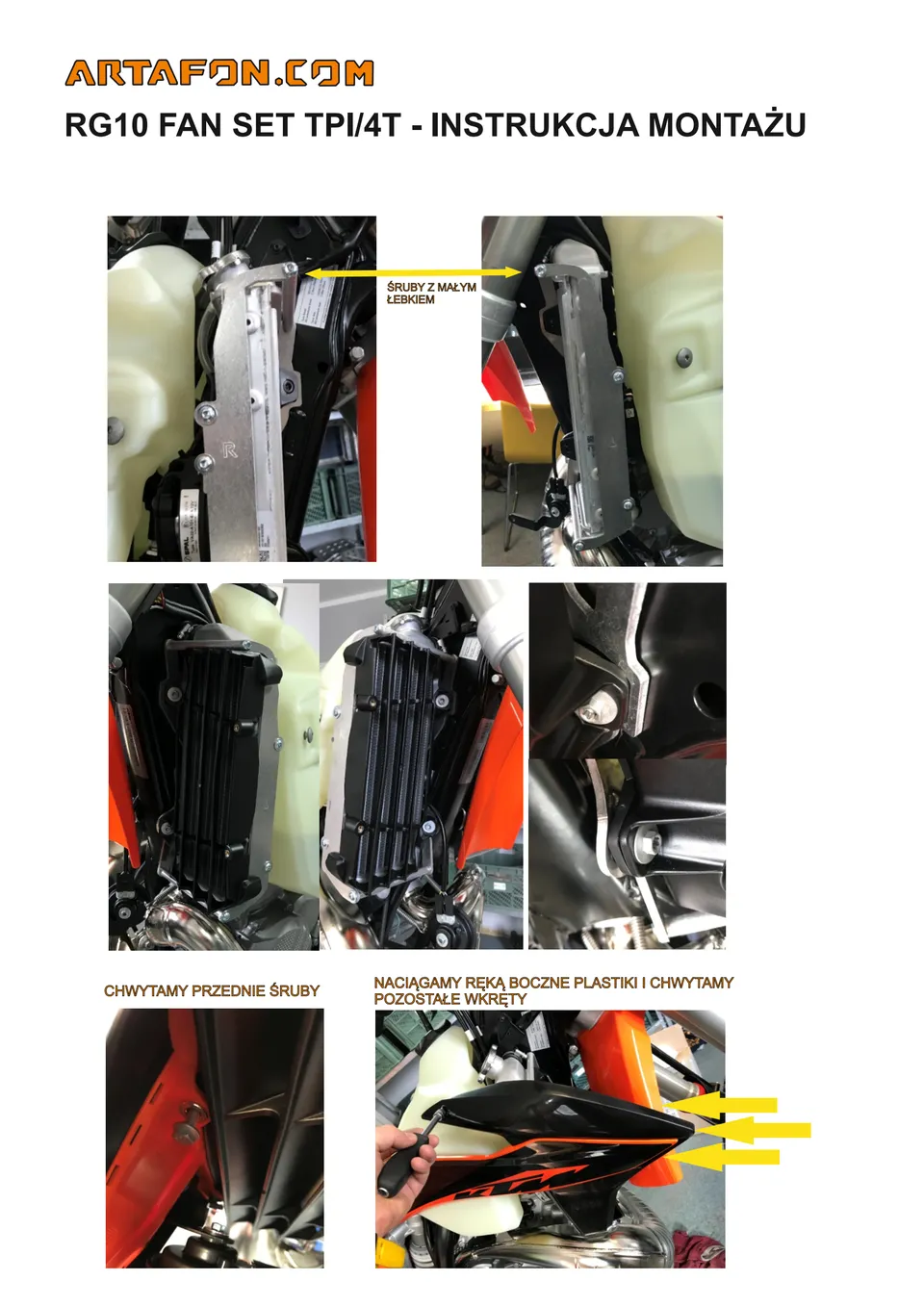 Jak zamontować osłony chłodnic z zestawem wentylatora RG10 Fan Set w KTM, Husqvarna i GasGas 2020–2023 (5/6)