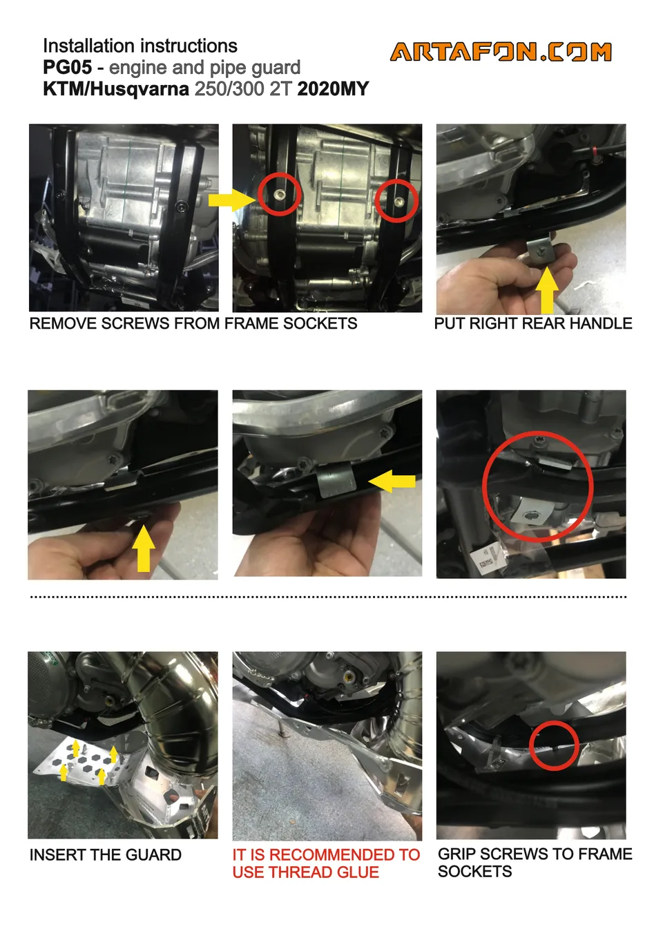 How to install the PG05 skid plate and pipe guard on KTM, Husqvarna and GasGas 250/300 2T 2020–2023 (1/3): Installation instructions, PG05 KTM/Husqvarna, 2020MY
