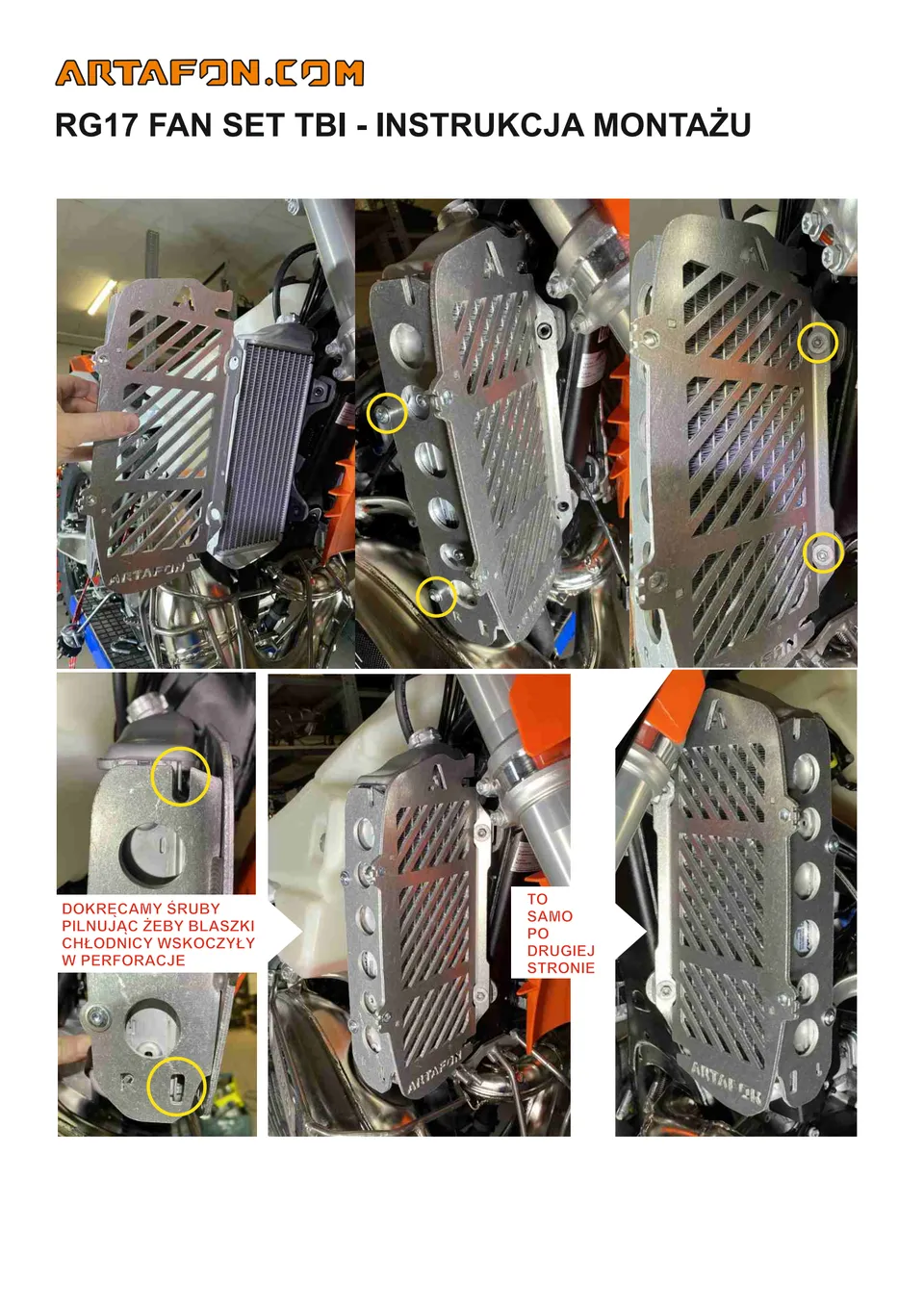 Jak zamontować osłony chłodnic RG17 (z wentylatorem i bez) w KTM, Husqvarna i GasGas TBI 2024–2027 (4/5)