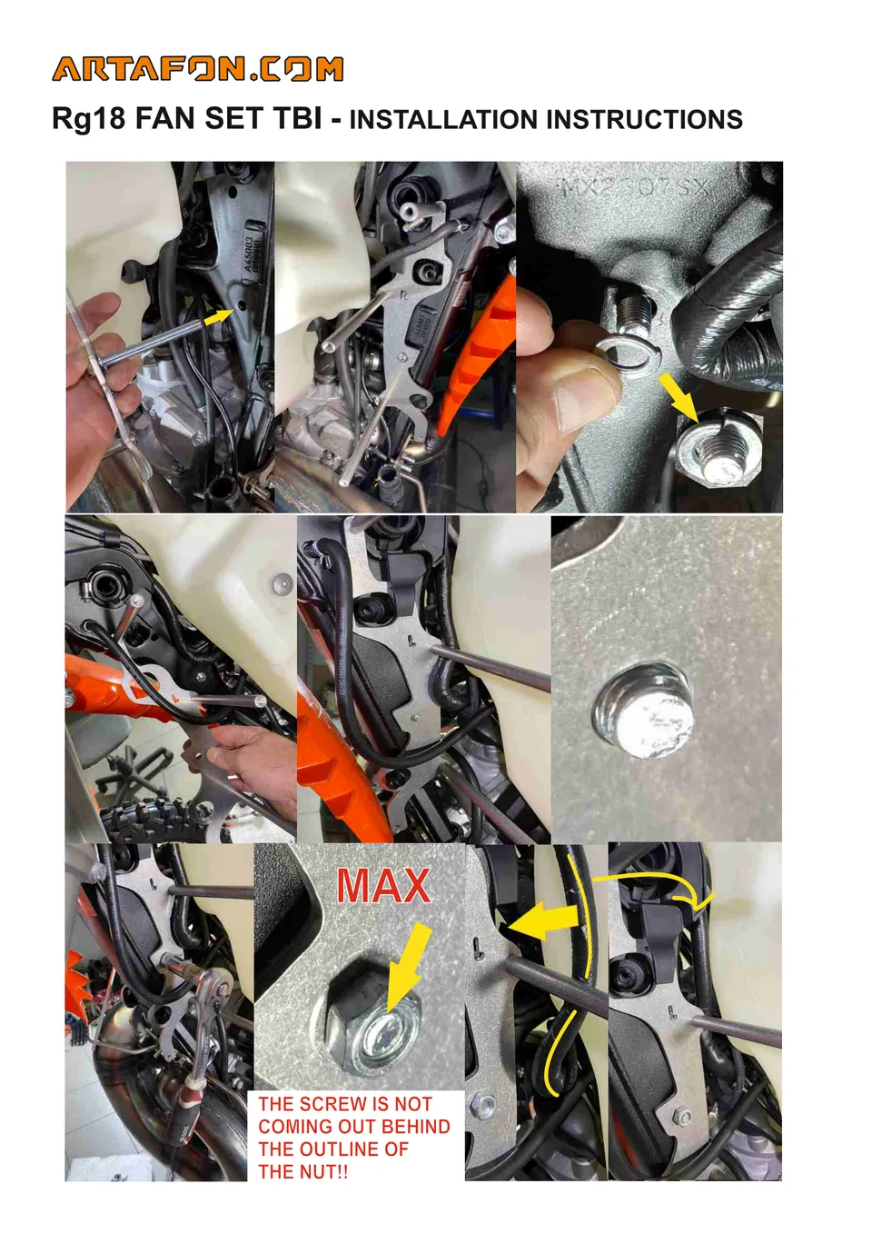 How to install RG18 radiator guards (with or without fan) on KTM, Husqvarna and GasGas TBI 2024–2027 (2/4): INSTALLATION INSTRUCTIONS, MAX