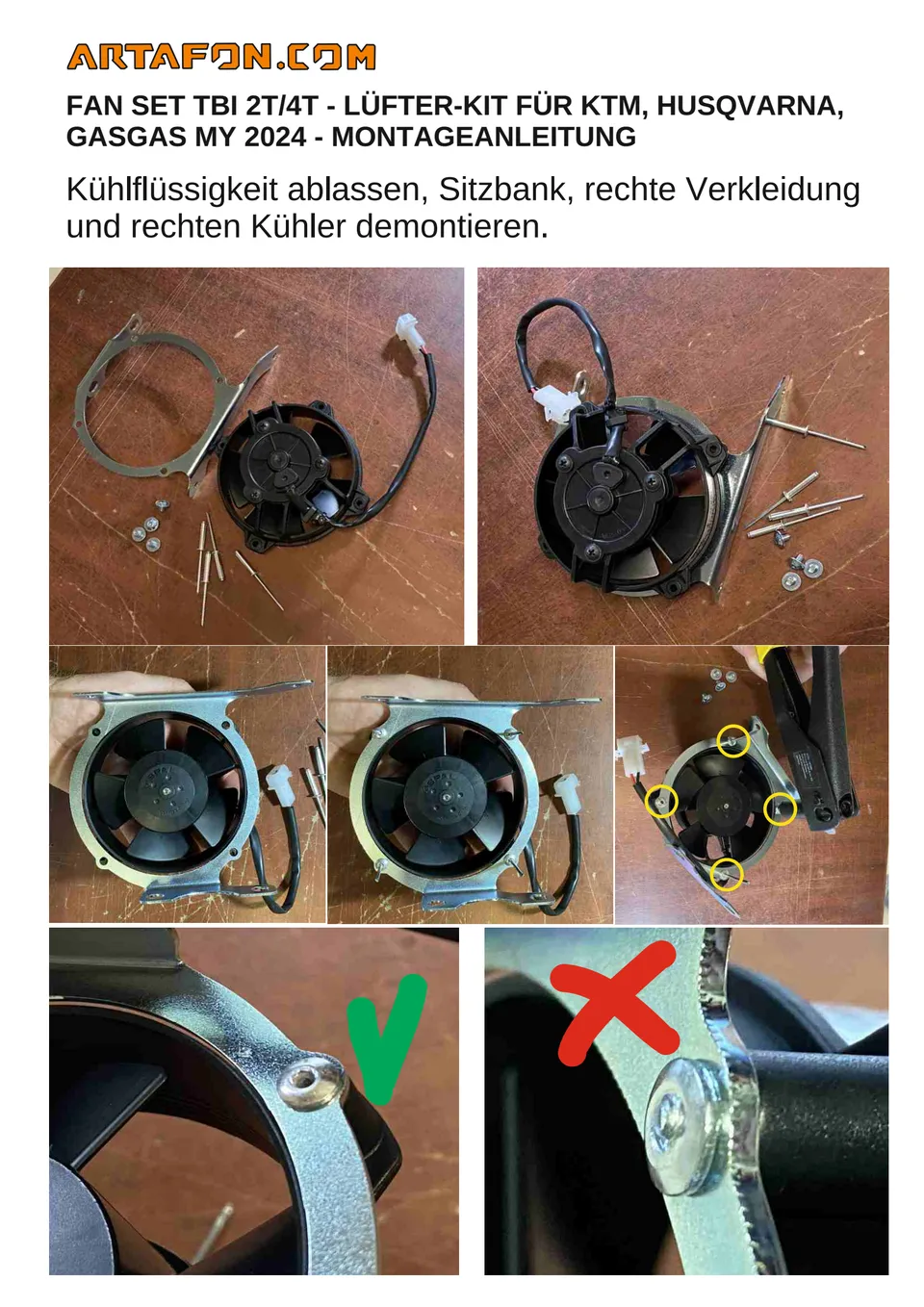 Lüfter-Kit Fan Set TBI an KTM, Husqvarna und GasGas 2024–2027 montieren (1/3)