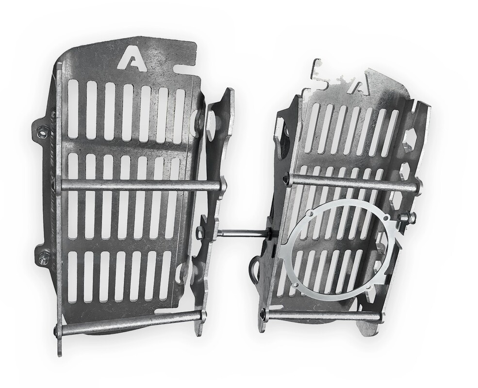 Radiator guards compatible with OEM SPAL fan KTM Husqvarna 2023-2020 RG09 F — Product shot